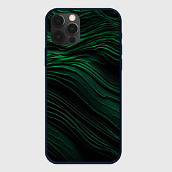 Чехол для iPhone 12 Pro Dark green texture, цвет: 3D-черный