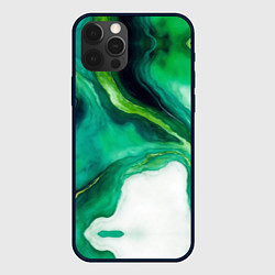 Чехол для iPhone 12 Pro Жидкий изумруд в стиле арт, цвет: 3D-черный