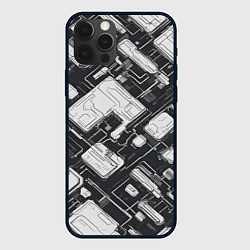 Чехол для iPhone 12 Pro Полосы Чёрно-белые киберпанк, цвет: 3D-черный