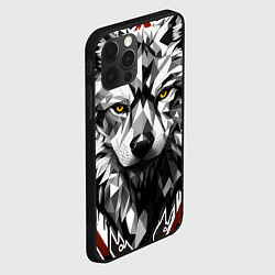 Чехол для iPhone 12 Pro Черный волк - полигональная голова зверя, цвет: 3D-черный — фото 2