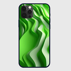 Чехол для iPhone 12 Pro Зеленые объемные полосы, цвет: 3D-черный