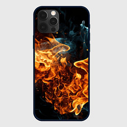 Чехол для iPhone 12 Pro Пламя огня фон, цвет: 3D-черный