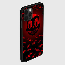 Чехол для iPhone 12 Pro Красная черепушка, цвет: 3D-черный — фото 2