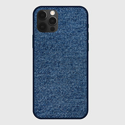 Чехол для iPhone 12 Pro Текстура джинсы, цвет: 3D-черный