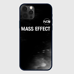 Чехол iPhone 12 Pro Mass Effect glitch на темном фоне: символ сверху