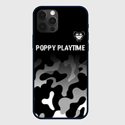 Чехол для iPhone 12 Pro Poppy Playtime glitch на темном фоне: символ сверх, цвет: 3D-черный