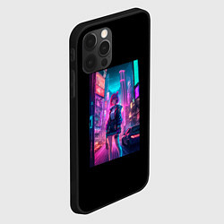 Чехол для iPhone 12 Pro Девушка киберпанк в городе, цвет: 3D-черный — фото 2