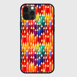 Чехол для iPhone 12 Pro Цветные карандаши, цвет: 3D-черный