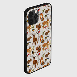 Чехол для iPhone 12 Pro Лесные животные, цвет: 3D-черный — фото 2