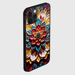 Чехол для iPhone 12 Pro Цветок масляные краски, цвет: 3D-черный — фото 2