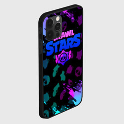 Чехол для iPhone 12 Pro Brawl stars neon logo, цвет: 3D-черный — фото 2