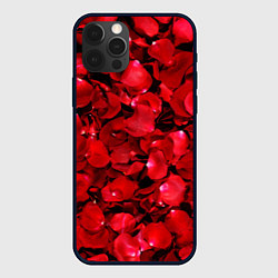 Чехол для iPhone 12 Pro Лепестки алых роз, цвет: 3D-черный