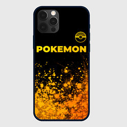 Чехол iPhone 12 Pro Pokemon - gold gradient: символ сверху