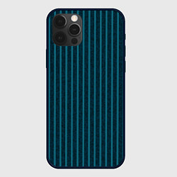 Чехол для iPhone 12 Pro Текстурные полосы бирюзовый, цвет: 3D-черный