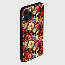 Чехол для iPhone 12 Pro Узор из роз и разных цветов, цвет: 3D-черный — фото 2