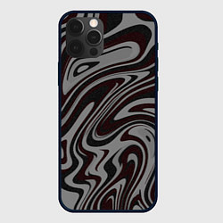 Чехол для iPhone 12 Pro Абстракция тёмно-серый с красным, цвет: 3D-черный