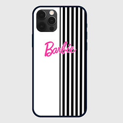 Чехол для iPhone 12 Pro Барби - белый и черные полосы, цвет: 3D-черный