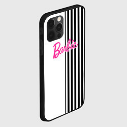 Чехол для iPhone 12 Pro Барби - белый и черные полосы, цвет: 3D-черный — фото 2
