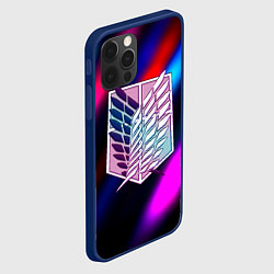 Чехол для iPhone 12 Pro Attack on Titan stripes neon, цвет: 3D-тёмно-синий — фото 2