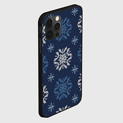Чехол для iPhone 12 Pro Снежинки спицами - узоры зимы, цвет: 3D-черный — фото 2