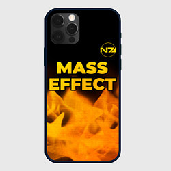 Чехол для iPhone 12 Pro Mass Effect - gold gradient: символ сверху, цвет: 3D-черный