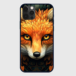 Чехол для iPhone 12 Pro Лис в стиле фолк-арт, цвет: 3D-черный