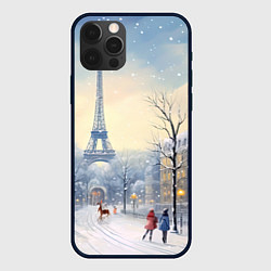 Чехол для iPhone 12 Pro Новогодний Париж, цвет: 3D-черный