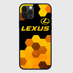 Чехол для iPhone 12 Pro Lexus - gold gradient: символ сверху, цвет: 3D-черный