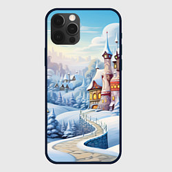 Чехол для iPhone 12 Pro Новогодний городок, цвет: 3D-черный