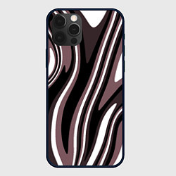 Чехол iPhone 12 Pro Абстракция пыльно-розовый и чёрный