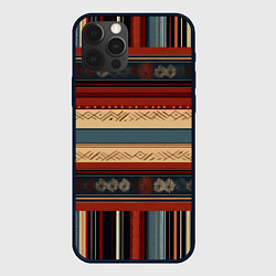 Чехол для iPhone 12 Pro Этнический принт в полоску, цвет: 3D-черный
