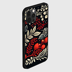 Чехол для iPhone 12 Pro Новогодние узоры и рябина, цвет: 3D-черный — фото 2