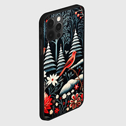 Чехол для iPhone 12 Pro Новогодний лес и птицы, цвет: 3D-черный — фото 2