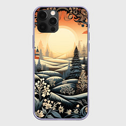 Чехол для iPhone 12 Pro Зимний предновогодний пейзаж, цвет: 3D-светло-сиреневый