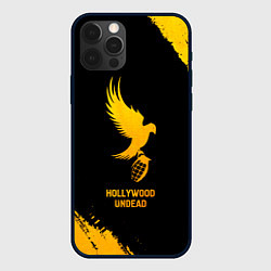 Чехол для iPhone 12 Pro Hollywood Undead - gold gradient, цвет: 3D-черный
