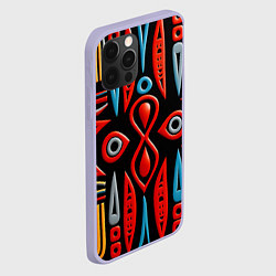 Чехол для iPhone 12 Pro Красно-синий узор в африканском стиле, цвет: 3D-светло-сиреневый — фото 2