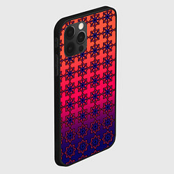 Чехол для iPhone 12 Pro Паттерн стилизованные цветы оранж-фиолетовый, цвет: 3D-черный — фото 2