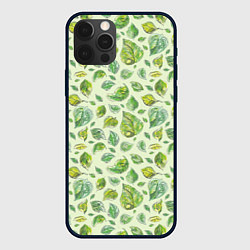 Чехол для iPhone 12 Pro Акварельные листья с узором, цвет: 3D-черный