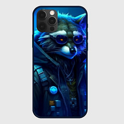 Чехол для iPhone 12 Pro Енот киберпанк от ai, цвет: 3D-черный