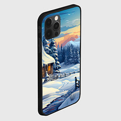 Чехол для iPhone 12 Pro Зимний новогодний пейзаж, цвет: 3D-черный — фото 2