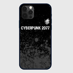 Чехол iPhone 12 Pro Cyberpunk 2077 glitch на темном фоне посередине