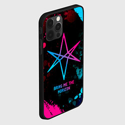 Чехол для iPhone 12 Pro Bring Me the Horizon - neon gradient, цвет: 3D-черный — фото 2