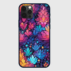 Чехол для iPhone 12 Pro Растительный абстрактный узор, цвет: 3D-черный