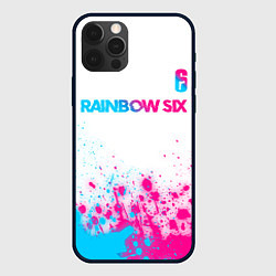 Чехол iPhone 12 Pro Rainbow Six neon gradient style посередине