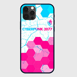 Чехол iPhone 12 Pro Cyberpunk 2077 neon gradient style посередине