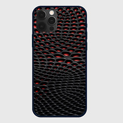 Чехол для iPhone 12 Pro Узор на чёрно красном карбоновом фоне, цвет: 3D-черный