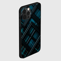 Чехол для iPhone 12 Pro Тёмно-синяя диагональная клетка в шотландском стил, цвет: 3D-черный — фото 2