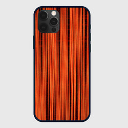 Чехол для iPhone 12 Pro Абстрактные полосы красно-оранжевый, цвет: 3D-черный