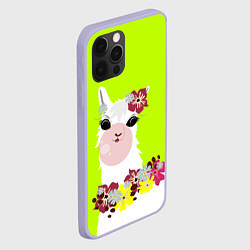 Чехол для iPhone 12 Pro Лама - альпака в венке, цвет: 3D-светло-сиреневый — фото 2