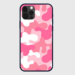 Чехол для iPhone 12 Pro Камуфляж розовый, цвет: 3D-черный